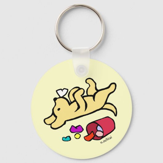 Funny Yellow Labrador Cartoon Sleutelhanger (Voorkant)