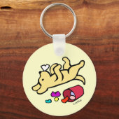 Funny Yellow Labrador Cartoon Sleutelhanger (Voorkant)