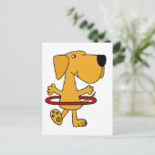 Funny Yellow Labrador Retriever die Hula Hoop spee Briefkaart (Staand voorkant)