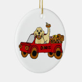 Funny Yellow Labrador Retriever in Donut Truck Keramisch Ornament (Rechts)