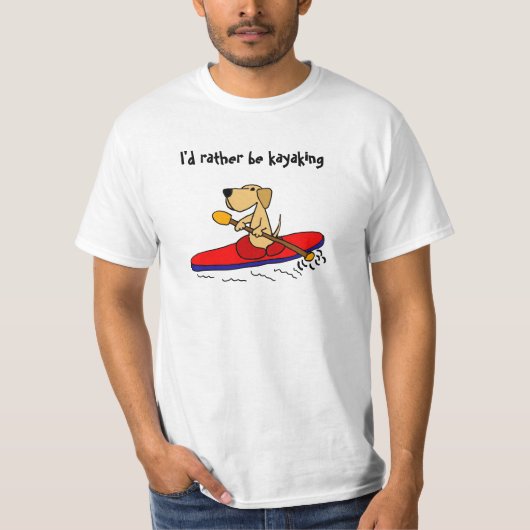 Funny Yellow Labrador Retriever Kayaking T-shirt (Voorkant)