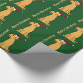 Funny Yellow Labrador Retriever kerstkunst Cadeaupapier (Hoek)