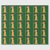 Funny Yellow Labrador Retriever kerstkunst Cadeaupapier (Vlak)
