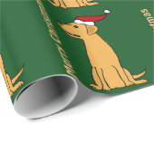 Funny Yellow Labrador Retriever kerstkunst Cadeaupapier (Rol Hoek)