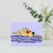Funny Yellow Labrador Swimming Briefkaart (Staand voorkant)