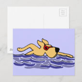 Funny Yellow Labrador Swimming Briefkaart (Voorkant / Achterkant)