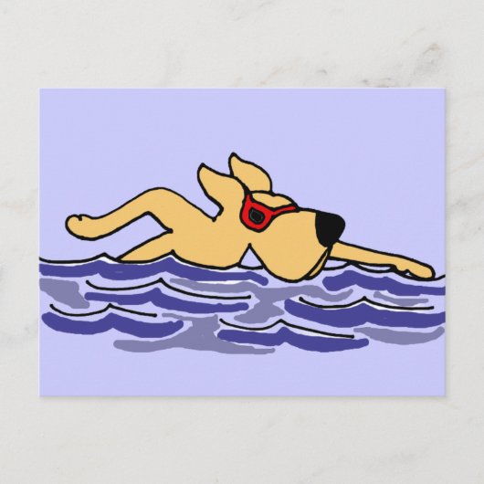 Funny Yellow Labrador Swimming Briefkaart (Voorkant)