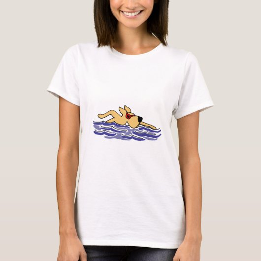 Funny Yellow Labrador Swimming T-shirt (Voorkant)