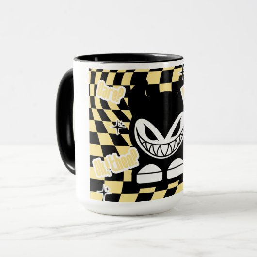 Funny Yellow Labubou-Inspired Mug | Cute Bold Mok (Voorkant links)