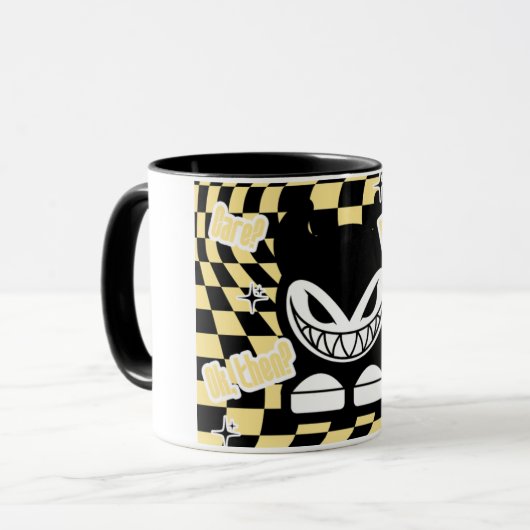 Funny Yellow Labubou-Inspired Mug | Cute Bold  Mok (Voorkant links)