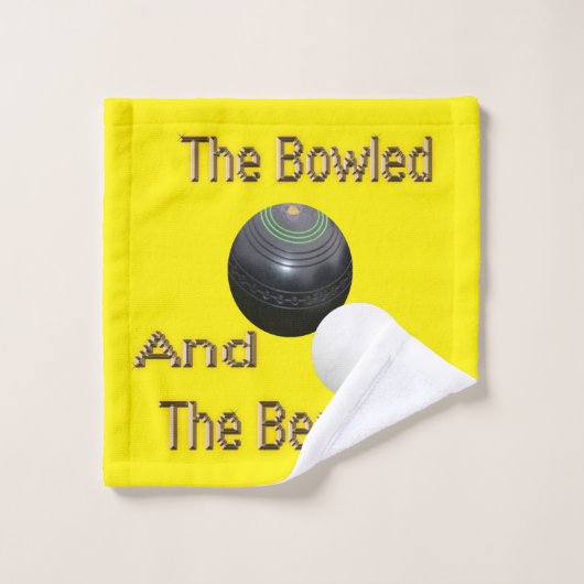 Funny Yellow Lawn Bowls Bowled Design, Washandje (Wasdoekje)