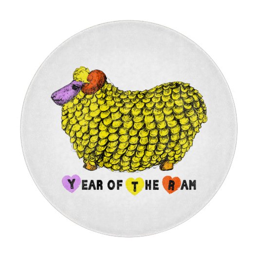 Funny Yellow Ram Chinese Year Zodiac Birthday CutB Snijplank (Voorkant)