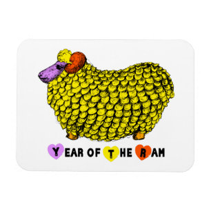Funny Yellow Ram Chinese Year Zodiac Birthday HPM Magneet