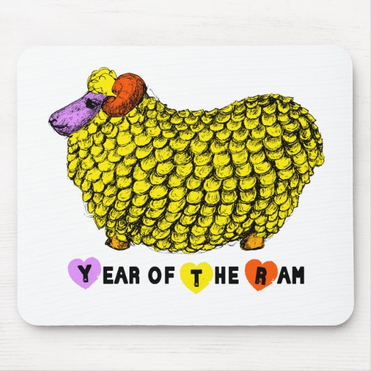 Funny Yellow Ram Chinese Year Zodiac Birthday Mous Muismat (Voorkant)