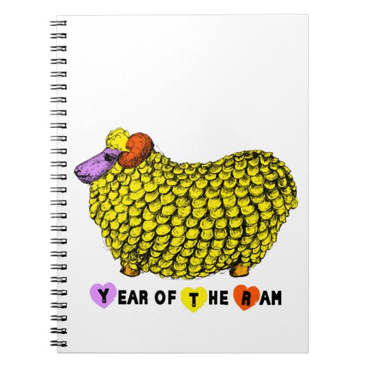 Funny Yellow Ram Chinese Year Zodiac Birthday NotB Notitieboek (Voorkant)