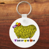 Funny Yellow Ram Chinese Year Zodiac Birthday RK Sleutelhanger (Voorkant)