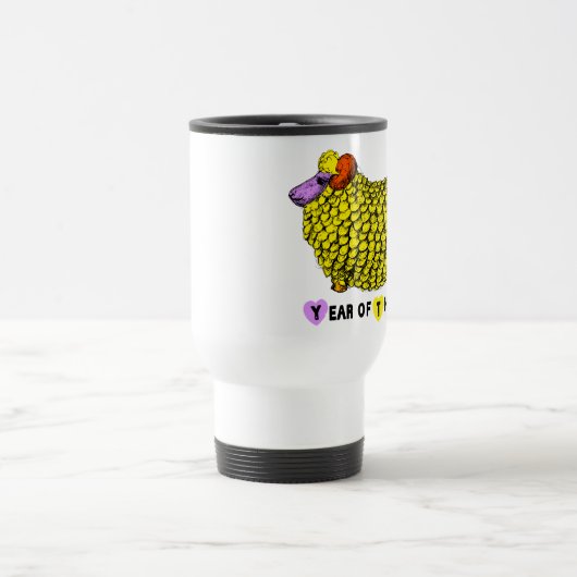 Funny Yellow Ram Chinese Year Zodiac Birthday TMug Reisbeker (Center)