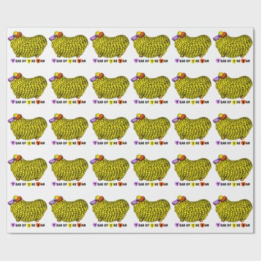 Funny Yellow Ram Chinese Year Zodiac Birthday WP Cadeaupapier (Vlak)