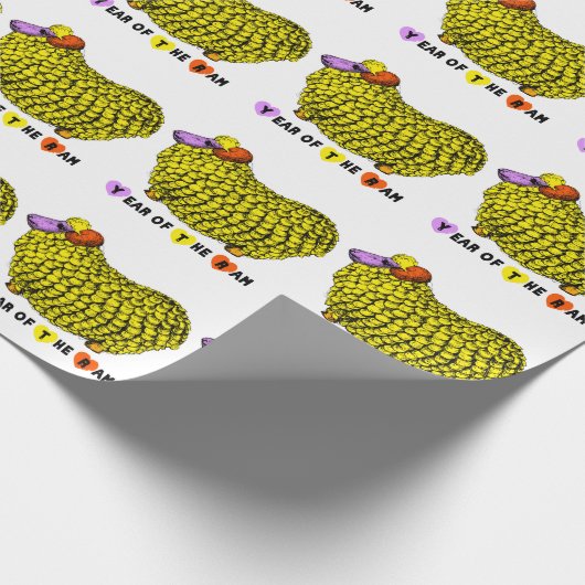 Funny Yellow Ram Chinese Year Zodiac Birthday WP Cadeaupapier (Hoek)