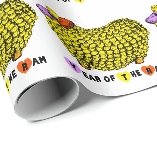 Funny Yellow Ram Chinese Year Zodiac Birthday WP Cadeaupapier (Rol Hoek)