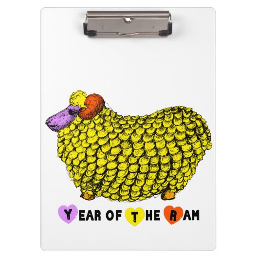 Funny Yellow Ram Chinese Year Zodiac Clipboard Klembord (Voorkant)