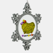 Funny Yellow Ram Chinese Year Zodiac CO Tin Sneeuwvlok Ornament (Links)