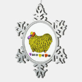 Funny Yellow Ram Chinese Year Zodiac CO Tin Sneeuwvlok Ornament (Rechts)