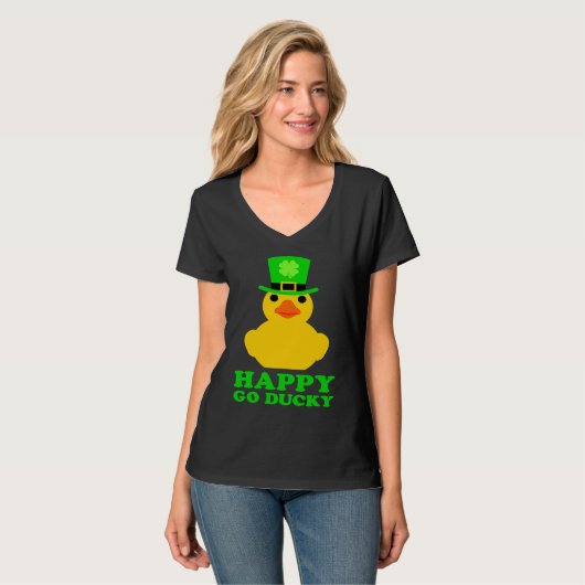Funny Yellow Rubber Duck Leprechaun Hat St Patrick T-shirt (Voorkant volledig)