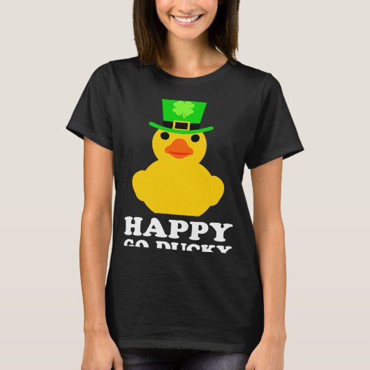 Funny Yellow Rubber Duck Leprechaun Hat St Patrick T-shirt (Voorkant)