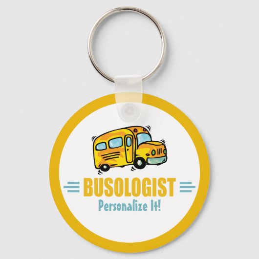 Funny Yellow School Bus Humoureus Sleutelhanger (Voorkant)