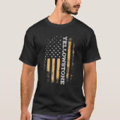 Funny Yellow Stone Flag Yellowstone Amerikaanse vl T-shirt (Voorkant)