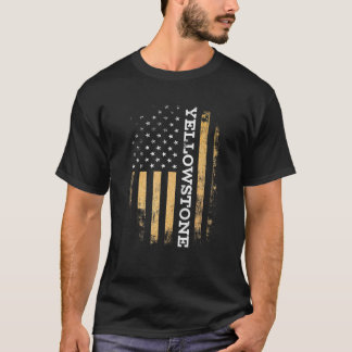 Funny Yellow Stone Flag Yellowstone Amerikaanse vl T-shirt