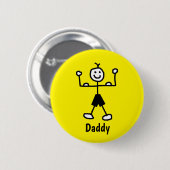 Funny Yellow Strong Man Cartoon Vaderdag Ronde Button 5,7 Cm (Voorkant /achterkant)