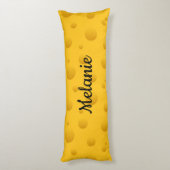 Funny yellow Swiss cheese pattern custom name Lichaamskussen (Achterkant (Verticaal))