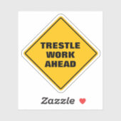 Funny yellow trestle werkt vooruit sticker (Vel)