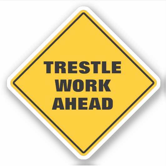 Funny yellow trestle werkt vooruit sticker (Voorkant)