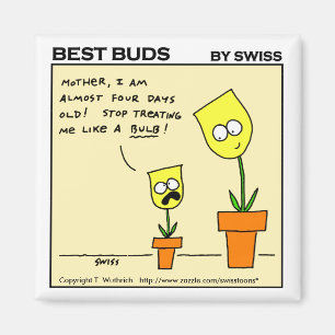 Funny Yellow Tulips moeder en dochter Cartoon Magneet