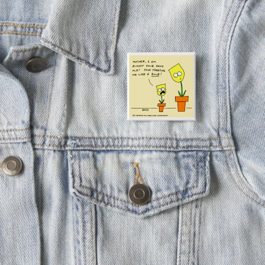 Funny Yellow Tulips Ouderschap Cartoon Humor Vierkante Button 5,1 Cm (In situ)