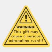 Funny Yellow Warning Sticker | Adrenaline Rush (Voorkant)