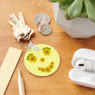 Funny Yellow Wildflower Smile Sleutelhanger