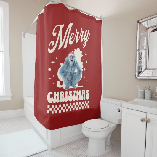 Funny Yeti - Merry Christmas Douchegordijn (In situ)