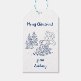 Funny Yeti Monsters Antiek Winter Toile Pattern Cadeaulabel