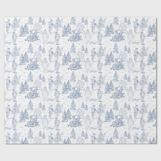 Funny Yeti Monsters Antiek Winter Toile Pattern Cadeaupapier (Vlak)