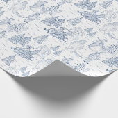 Funny Yeti Monsters Antiek Winter Toile Pattern Cadeaupapier (Hoek)