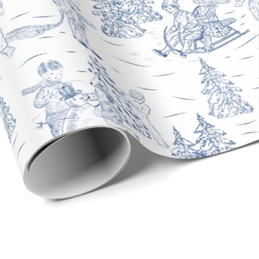 Funny Yeti Monsters Antiek Winter Toile Pattern Cadeaupapier (Rol Hoek)