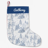 Funny Yeti Monsters Antiek Winter Toile Pattern Kleine Kerstsok (Voorkant)