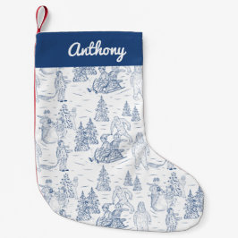 Funny Yeti Monsters Antiek Winter Toile Pattern Kleine Kerstsok