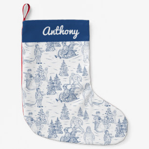 Funny Yeti Monsters Antiek Winter Toile Pattern Kleine Kerstsok