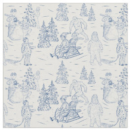 Funny Yeti Monsters Antiek Winter Toile Pattern Stof