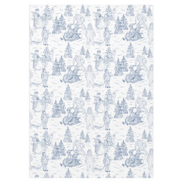 Funny Yeti Monsters Antiek Winter Toile Pattern Tafelkleed